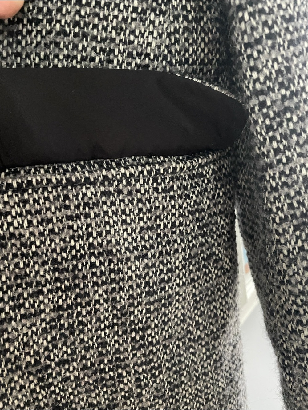 J. Crew tweed top coat size 4 gray black H1493 lined collared nwt - Picture 8 of 11